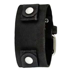 Distressed Black Leather Ladies Cuff FGB