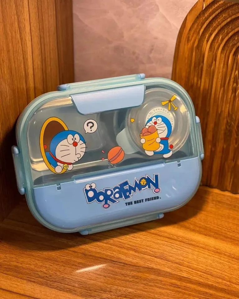 Doraemon 4 Compartments Cartoon Printed Lunch Box