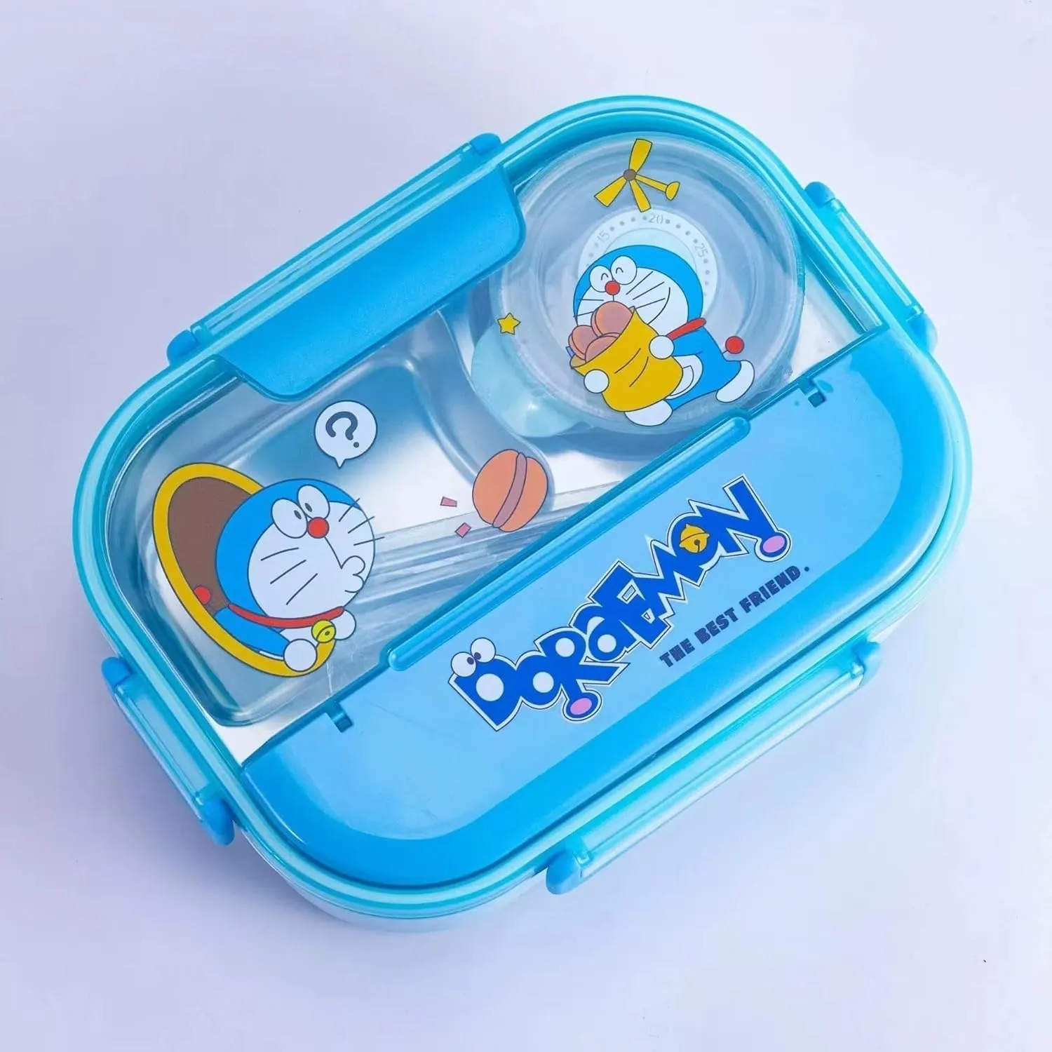 Doraemon 4 Compartments Cartoon Printed Lunch Box