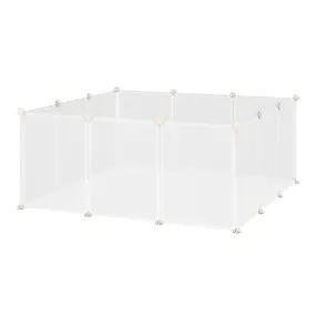 Easycomfort Recinto per Conigli, Cuccioli e Piccoli Animali Modulabile in Metallo e PP, 12 Pannelli da 35x45cm Bianco