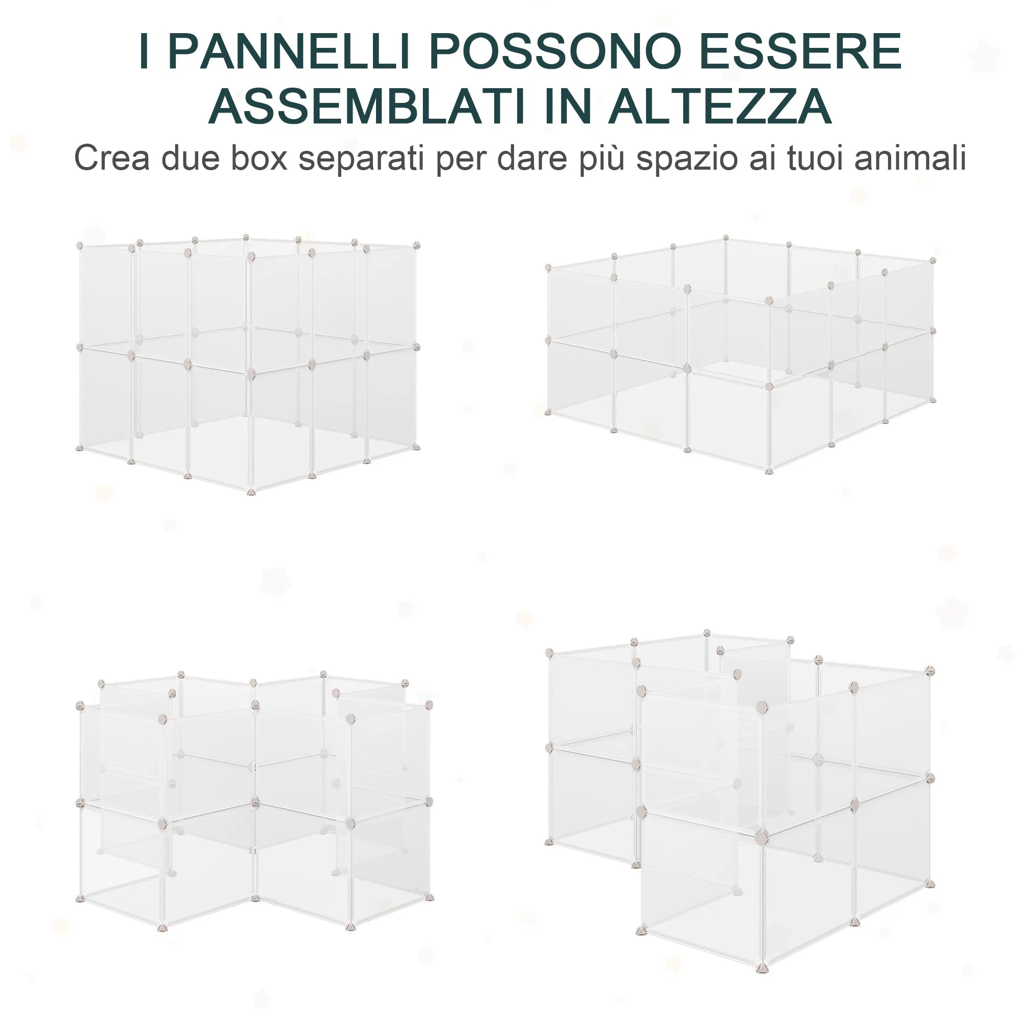 Easycomfort Recinto per Conigli, Cuccioli e Piccoli Animali Modulabile in Metallo e PP, 12 Pannelli da 35x45cm Bianco