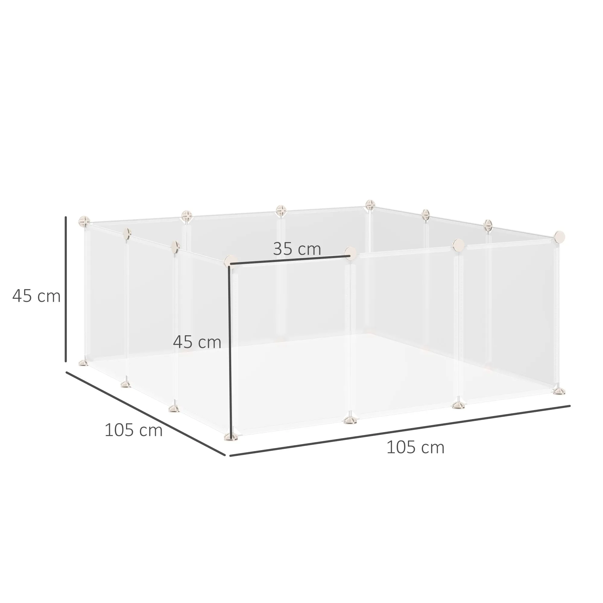 Easycomfort Recinto per Conigli, Cuccioli e Piccoli Animali Modulabile in Metallo e PP, 12 Pannelli da 35x45cm Bianco