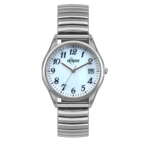 Eclipse Stainless Steel Round Dial Silver Band Watch