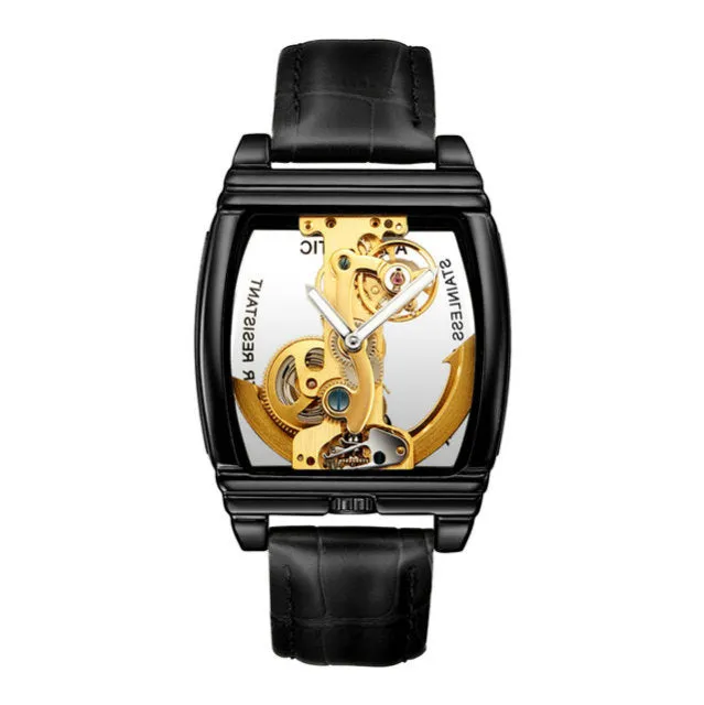 Elegant Self Winding Transparent Mechanical Men Watches