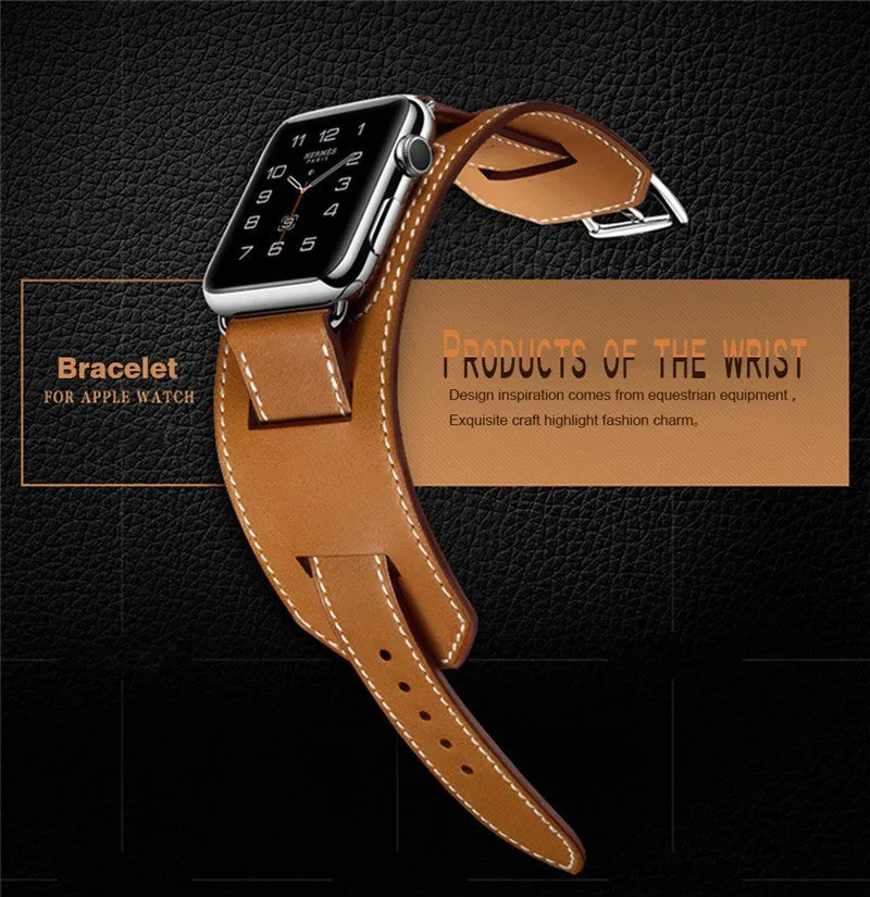 Extra Long Genuine Leather Strap For Apple Watch Band Genuine Leather watchBand Cuff Bracelet Leather Band strap For Apple Watch