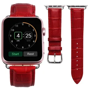 Faux Crocodile Leather Band For Apple Watch Multiple Colors Available