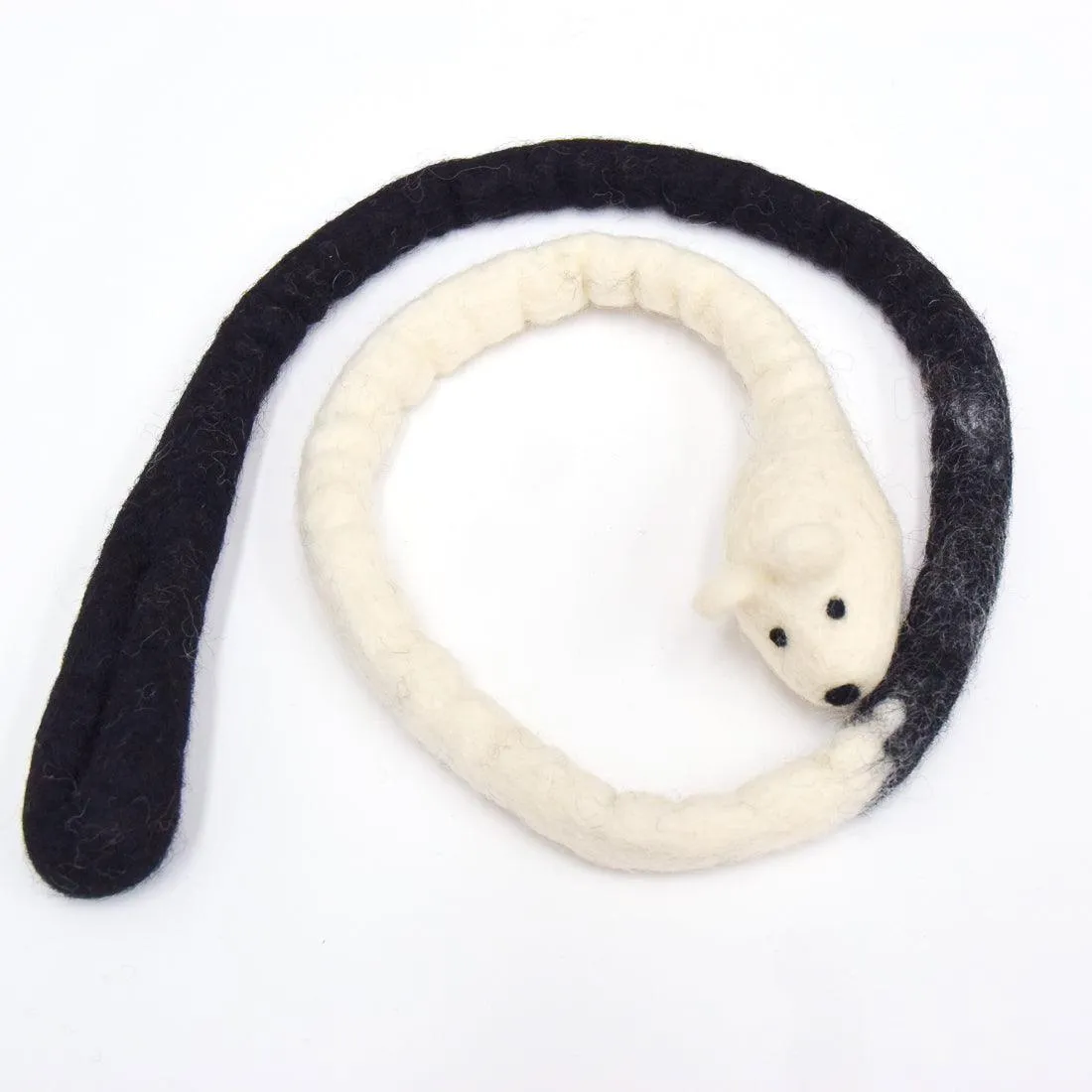 Felt Mouse Teaser Cat Toy - Black and White