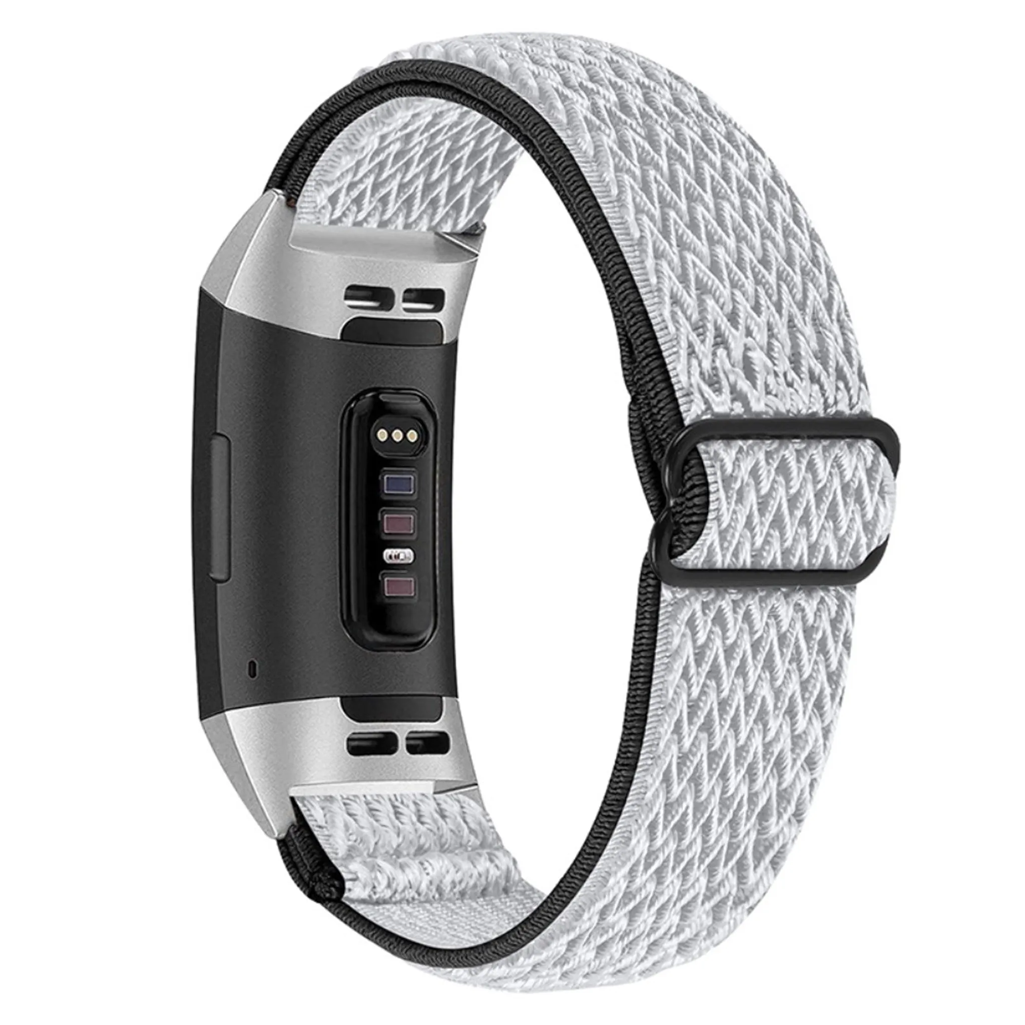 Fitbit Charge 3 nylon sports style watch strap - Black / White