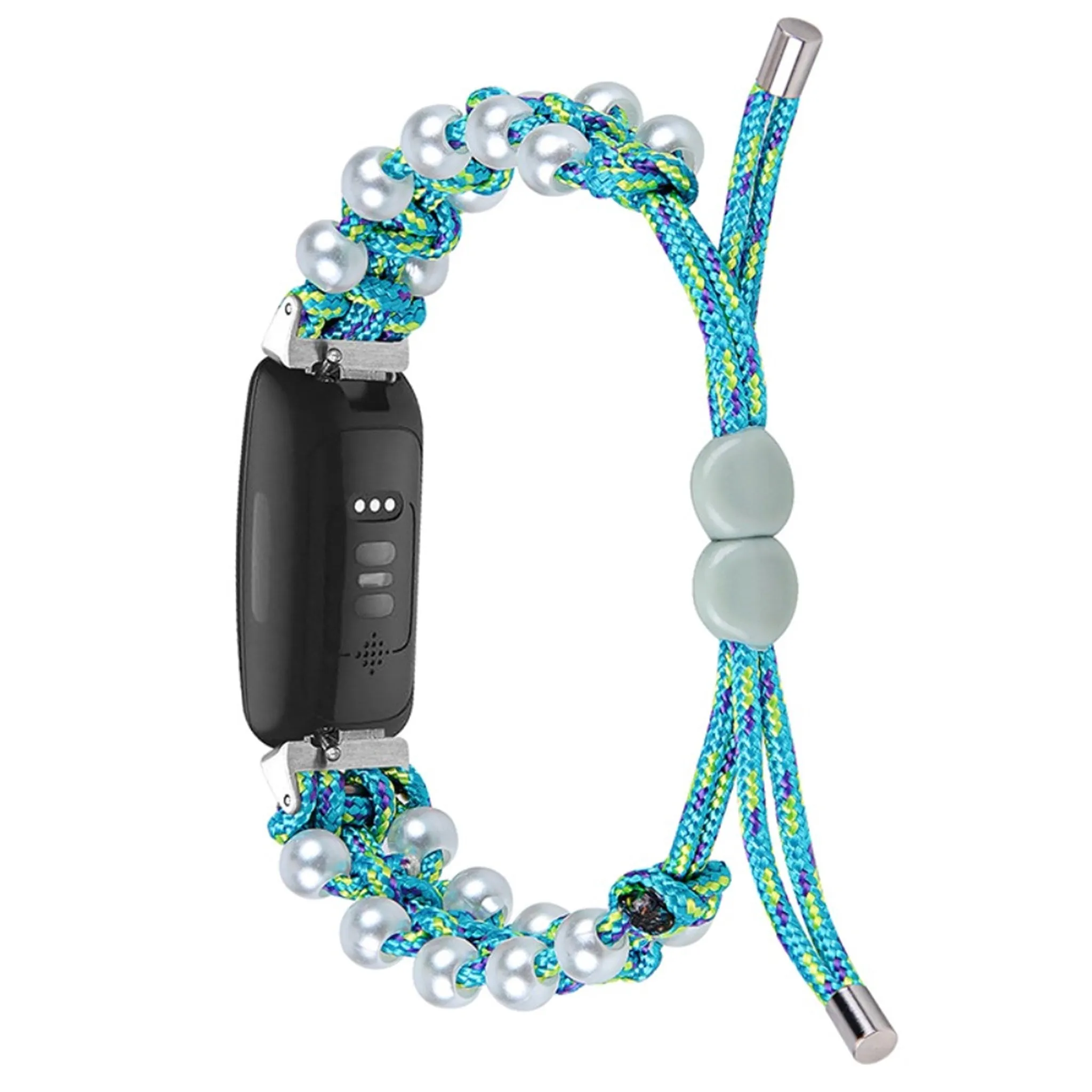 Fitbit Inspire 2 nylon adorned bead style watch strap - Blue