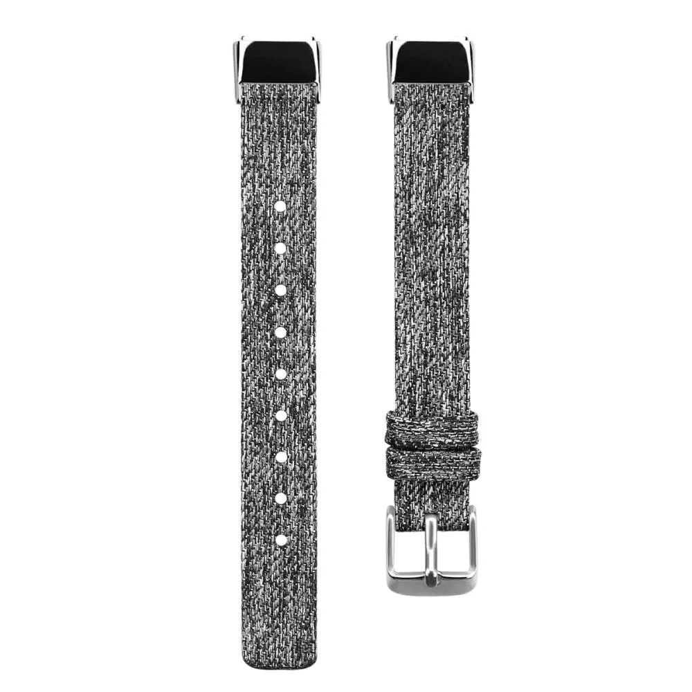 Fitbit Luxe canvas style watch strap - Black / Grey / Size: L