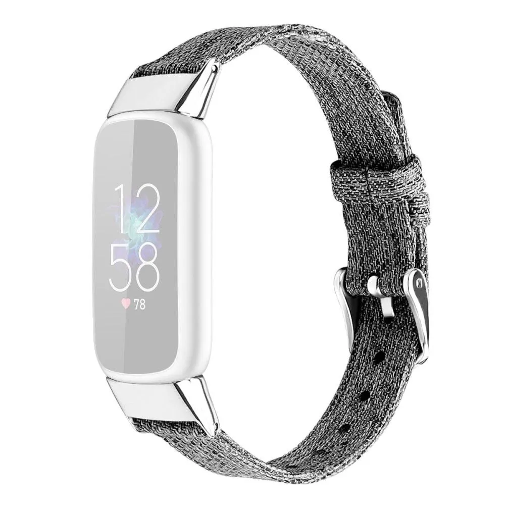 Fitbit Luxe canvas style watch strap - Black / Grey / Size: L