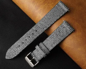 Flat Black Stingray Leather Watch Band