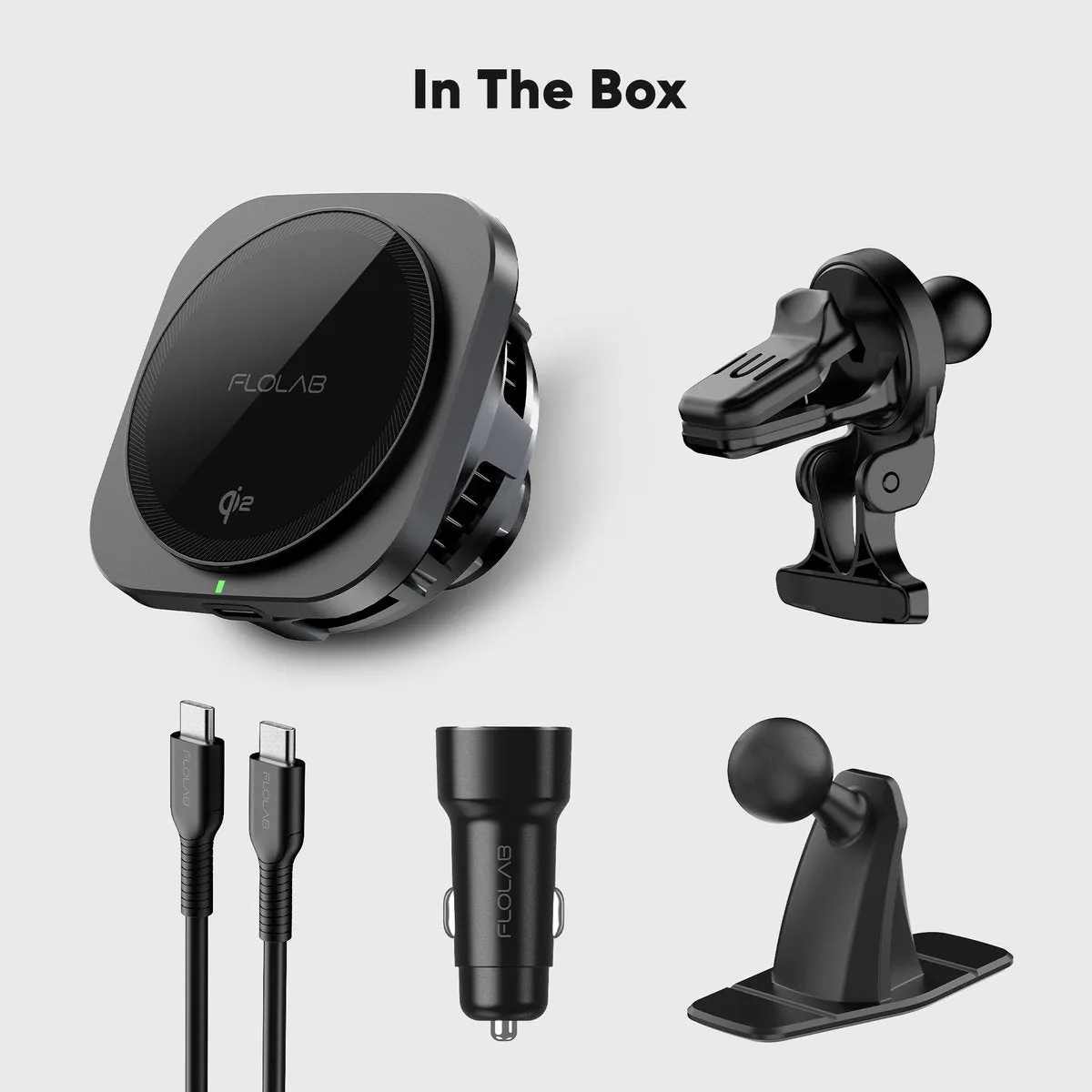 FLOLAB MagFLO Qi2 15W Best Wireless Car Charger With Cooling, 30W Car Charger - Fast Charging