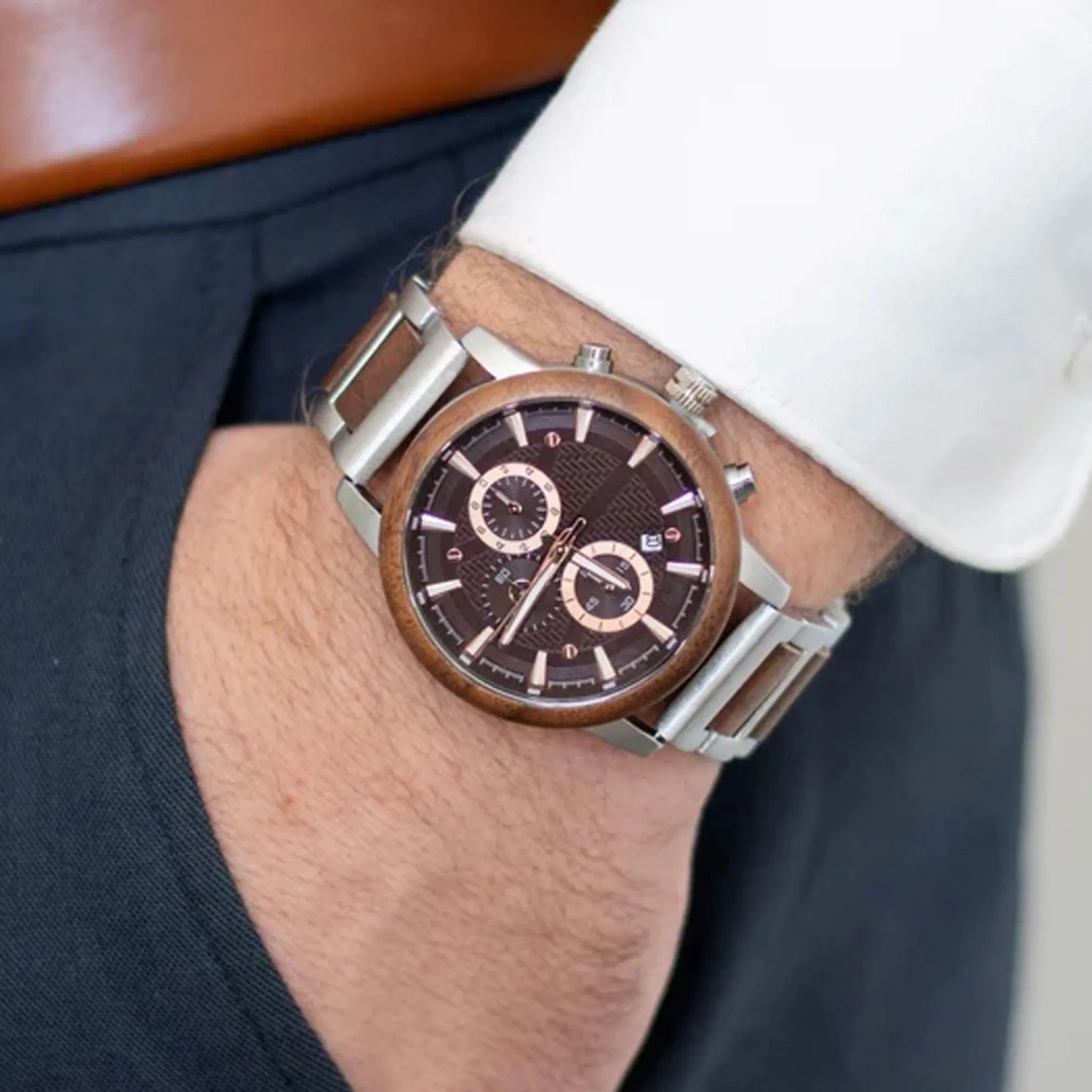 Florence - Silver & Walnut Chronograph