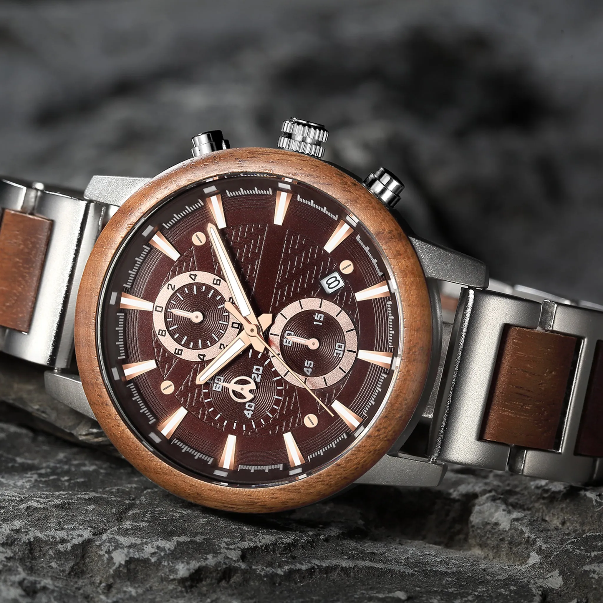 Florence - Silver & Walnut Chronograph