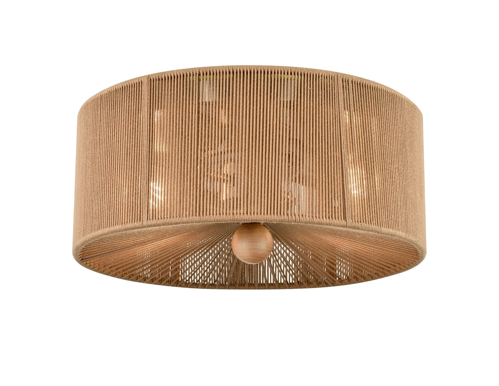 Flush Mount Fixture - Brushed Nickel - Brown Rope Shade - 13in. Diameter - E26 Medium Base