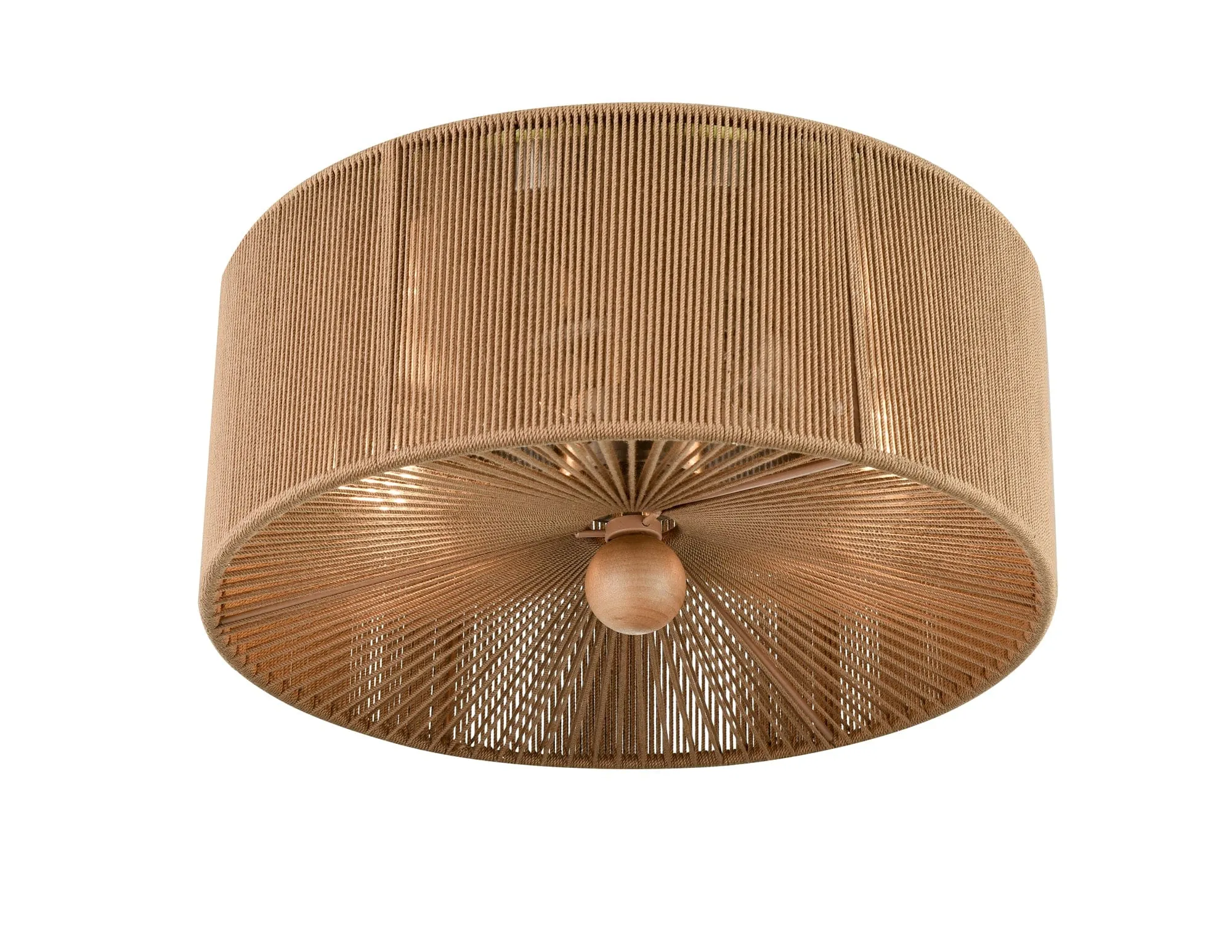 Flush Mount Fixture - Brushed Nickel - Brown Rope Shade - 13in. Diameter - E26 Medium Base