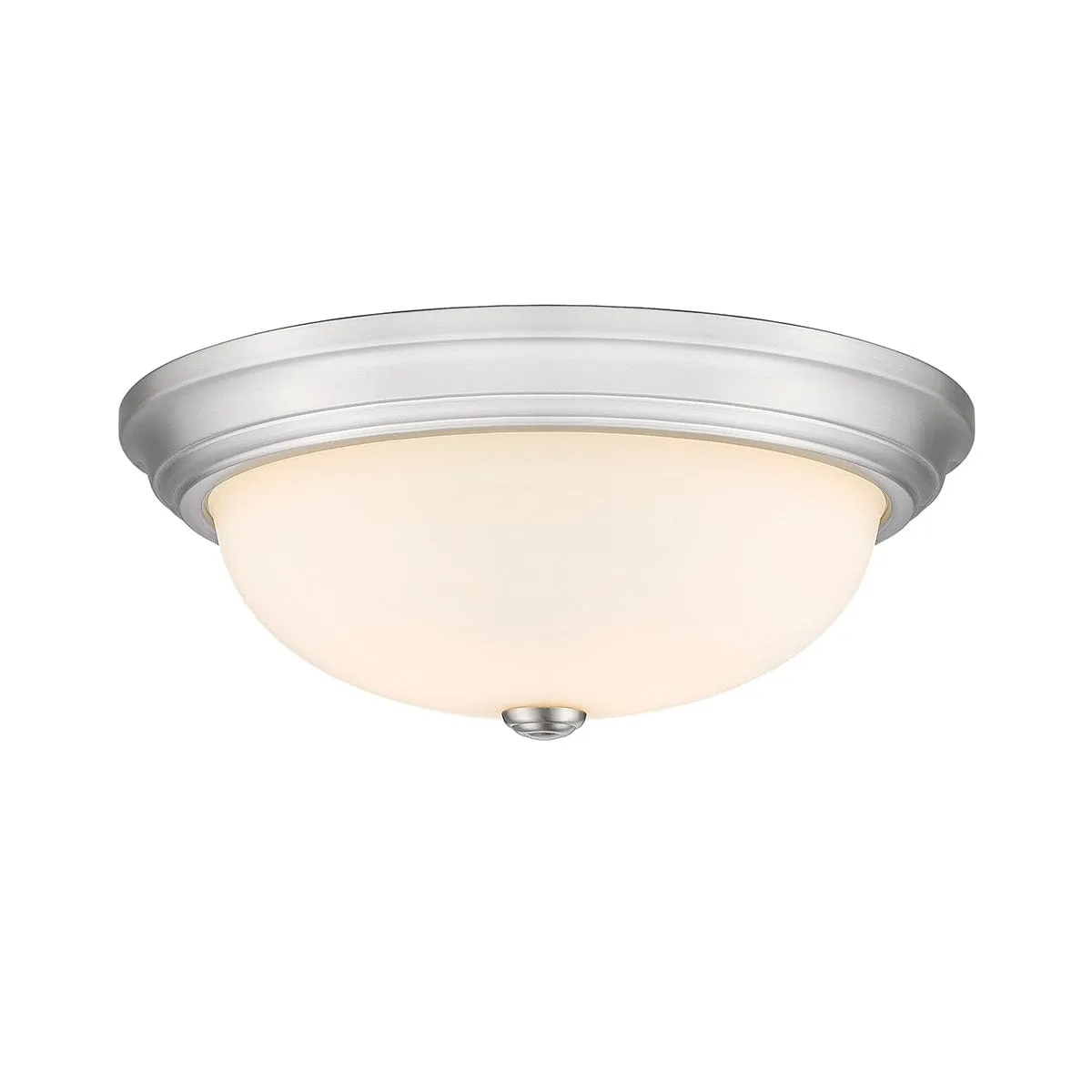 Flush Mount Fixture - Brushed Nickel - Etched White Glass - 15in. Diameter - E26 Medium Base