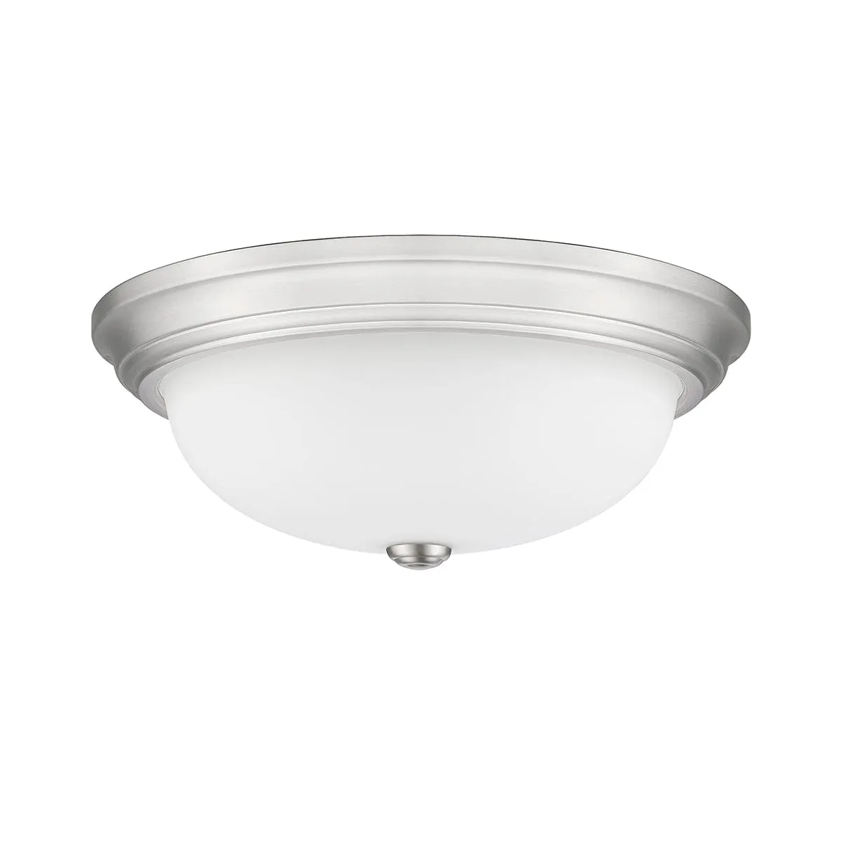 Flush Mount Fixture - Brushed Nickel - Etched White Glass - 15in. Diameter - E26 Medium Base