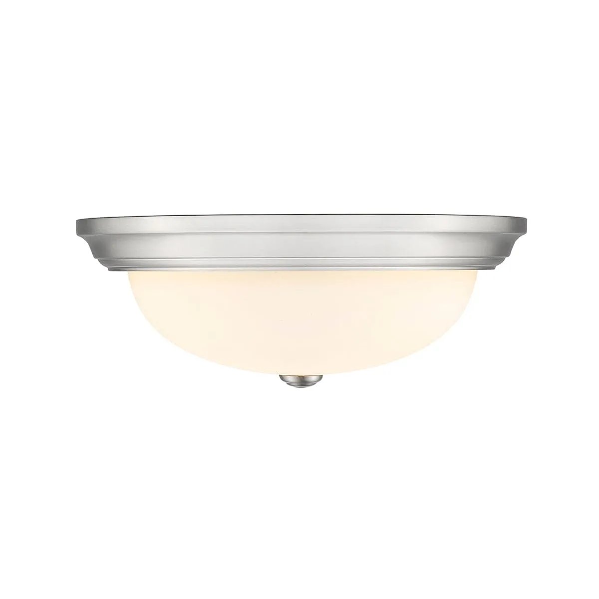 Flush Mount Fixture - Brushed Nickel - Etched White Glass - 15in. Diameter - E26 Medium Base