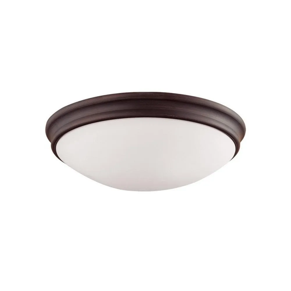 Flush Mount Fixture - Etched White Glass - 12in. Diameter - E26 Medium Base