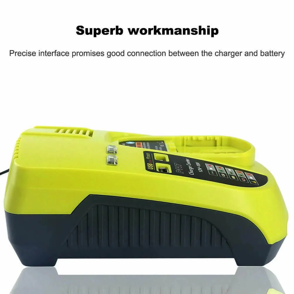 For Ryobi 18V Battery Charger P117 | Dual Chemistry IntelliPort Charger For 18V-12V Li-ion & Ni-cad Ni-Mh Battery