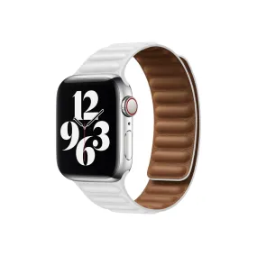 Full Grain Leather Magnetic Band Compatible With Apple Watch Band for 38MM 40MM 41MM-White