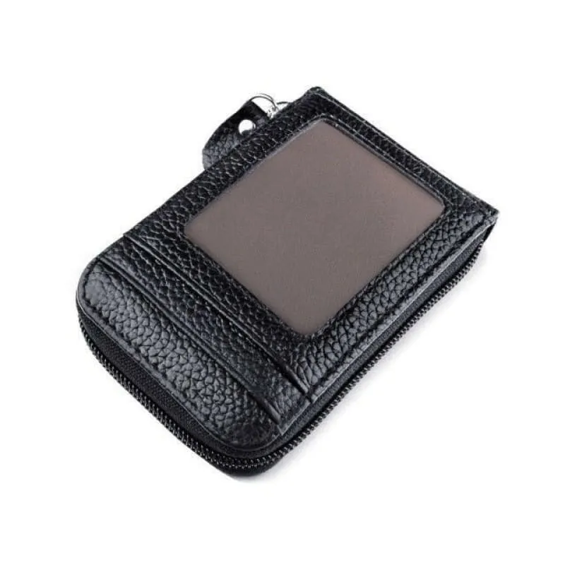 Genuine Leather Multi Card Holder with Rfid Blocking Zip Closure