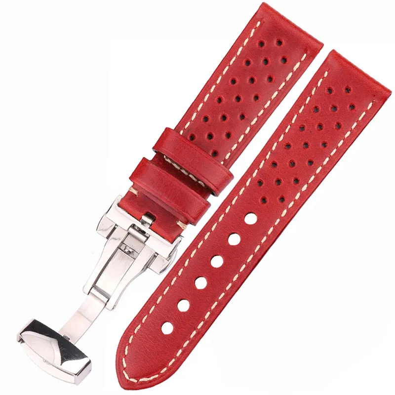 Genuine Leather Watch Band for Samsung Galaxy Watch 3 4 Cowhide Vintage Watchband Deployment Clasp 20mm 22mm 24mm *COMES WITH A FREE GIFT