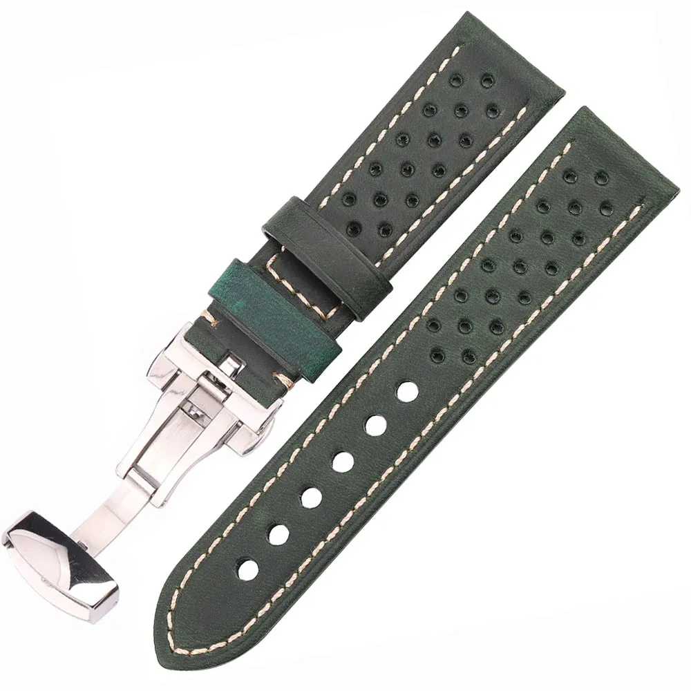 Genuine Leather Watch Band for Samsung Galaxy Watch 3 4 Cowhide Vintage Watchband Deployment Clasp 20mm 22mm 24mm *COMES WITH A FREE GIFT