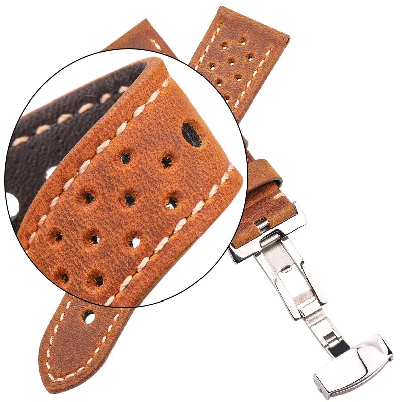 Genuine Leather Watch Band for Samsung Galaxy Watch 3 4 Cowhide Vintage Watchband Deployment Clasp 20mm 22mm 24mm *COMES WITH A FREE GIFT