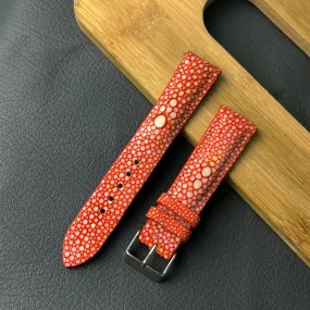 Genuine Orange Pearl Stingray Leather Watch Band