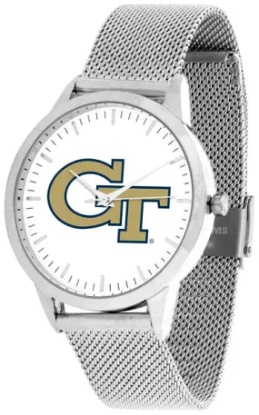 Georgia Tech Statement Mesh Band Unisex Watch - Silver