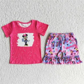 girls cartoon t-shirt shorts sets D12-28