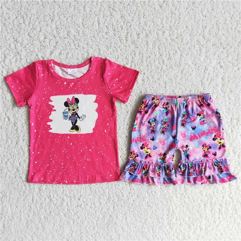 girls cartoon t-shirt shorts sets D12-28