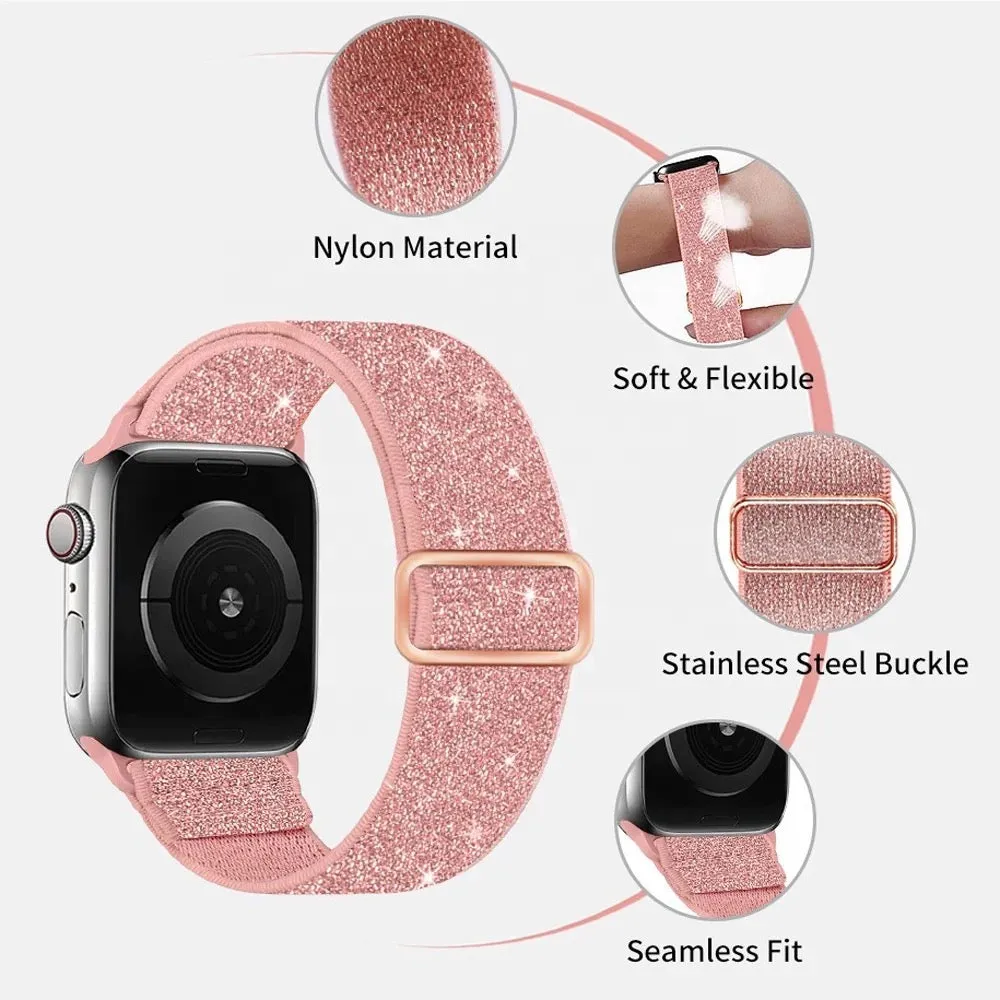 GlimmerGlitz Stretchy Nylon Elastic Loop Band For Apple Watch Multiple Colors Available