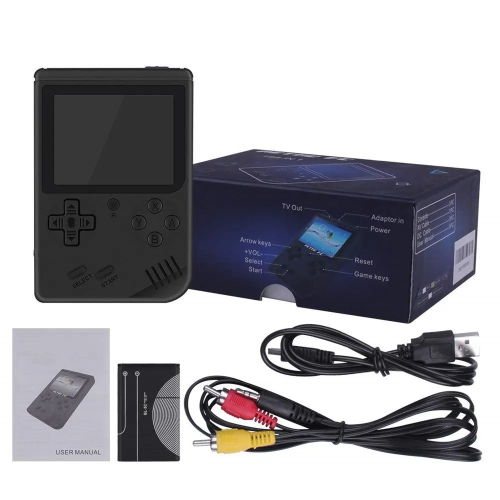 Handheld 400 Retro Games in 1 Mini Game Box Console Clear Black