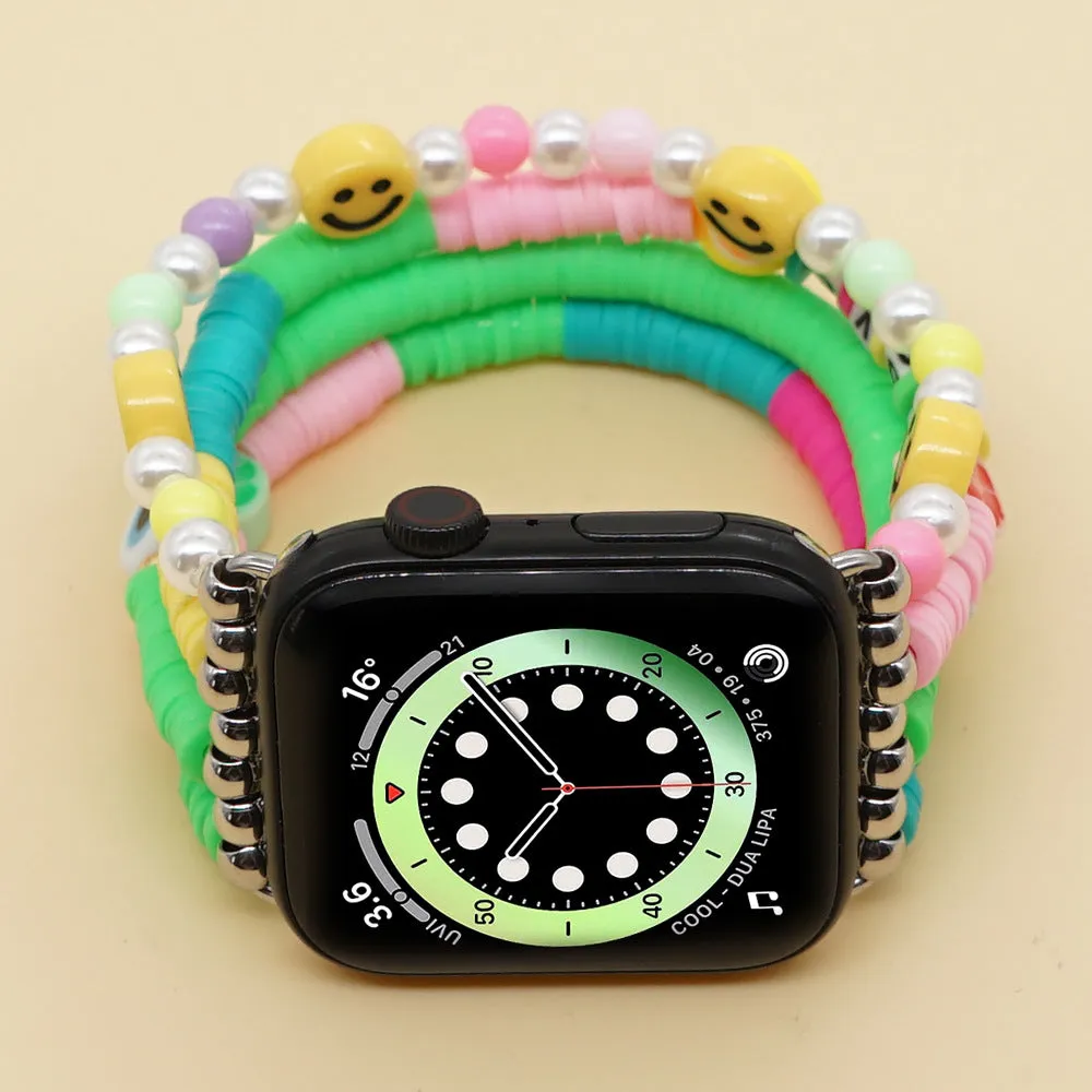 Happy Face Heishi Bracelet Band For Apple Watch Multiple Styles/Colors Available