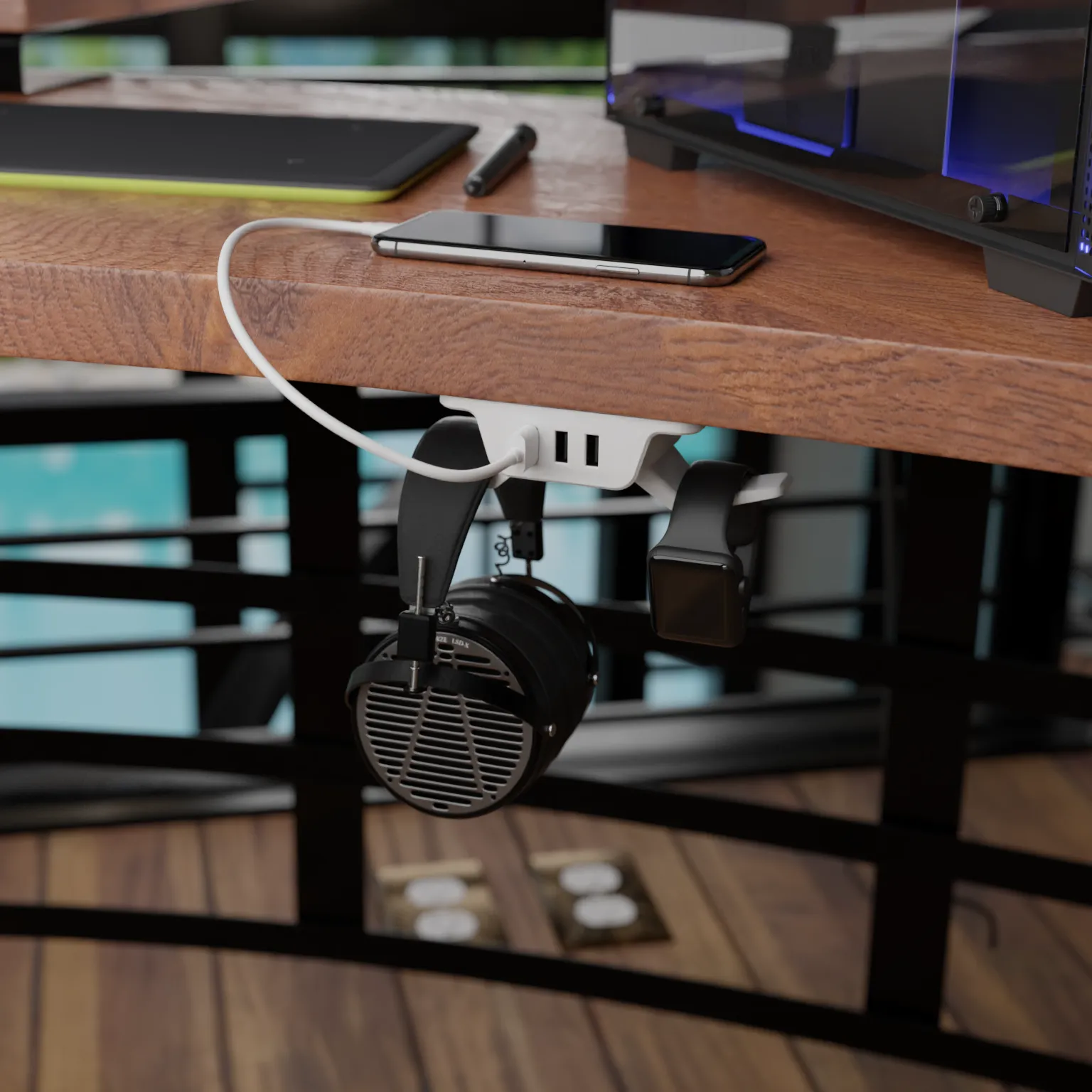 Headphone Hanger with USB Charger