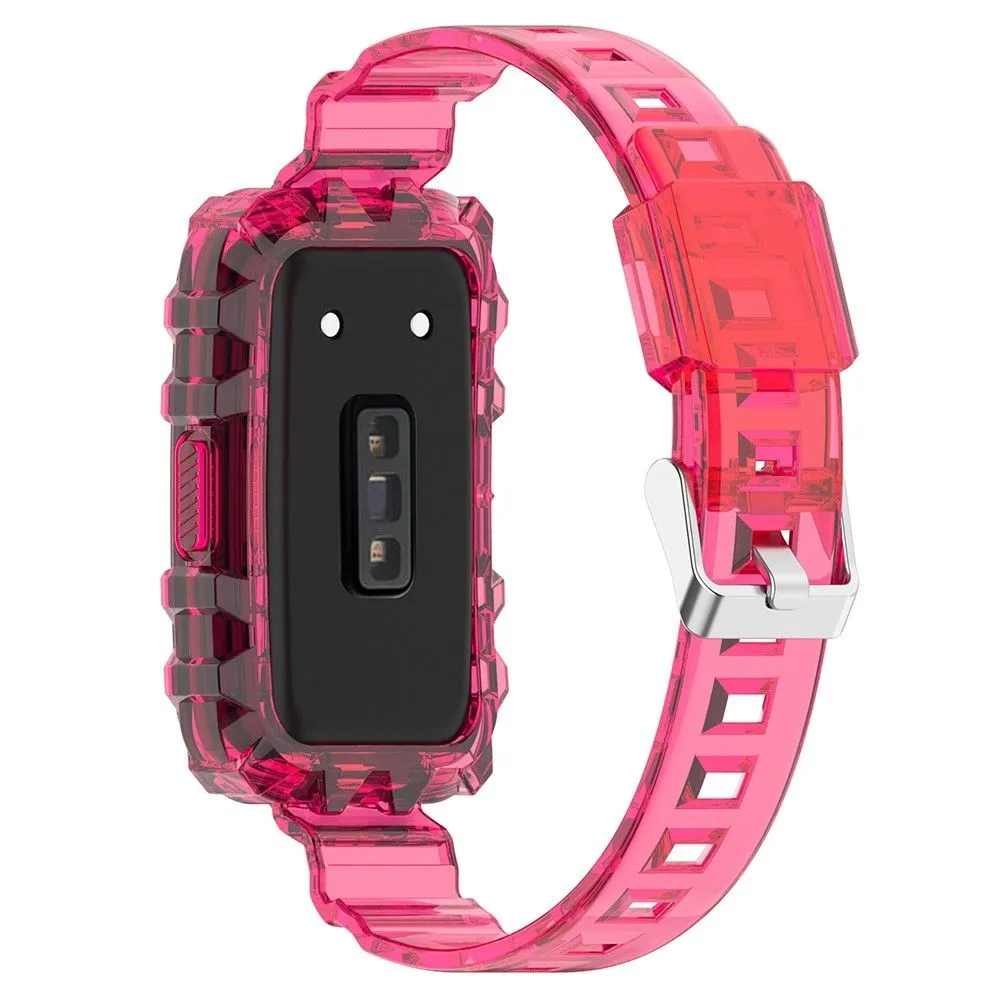 Huawei Band 7 / Honor Band 6 transparent watch strap with cover - Transparent Rose