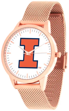 Illinois Fighting Illini Statement Mesh Band Unisex Watch - Rose