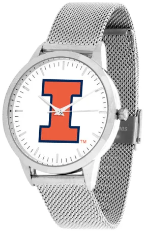 Illinois Fighting Illini Statement Mesh Band Unisex Watch - Silver