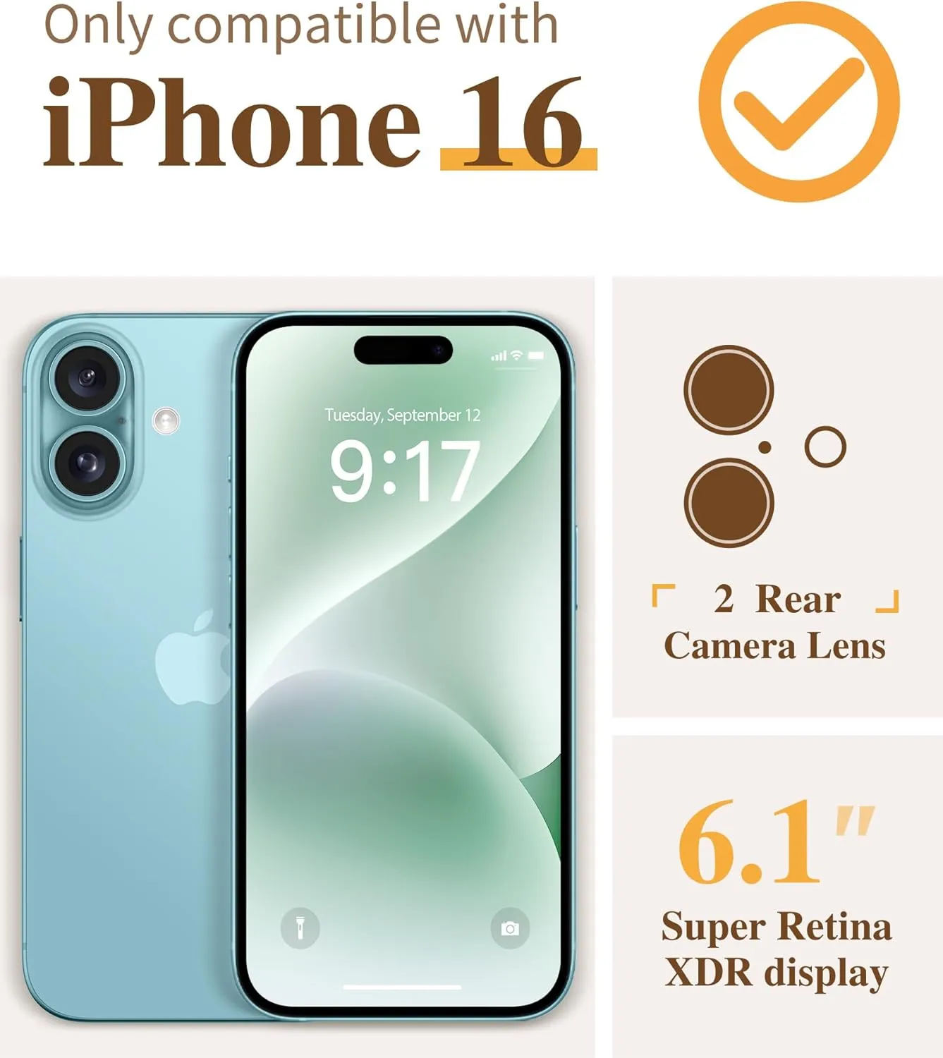 iPhone 16 Case Screen Protector & Camera Lens Protector Slim TPU Shockproof Bumper Protective Phone Case