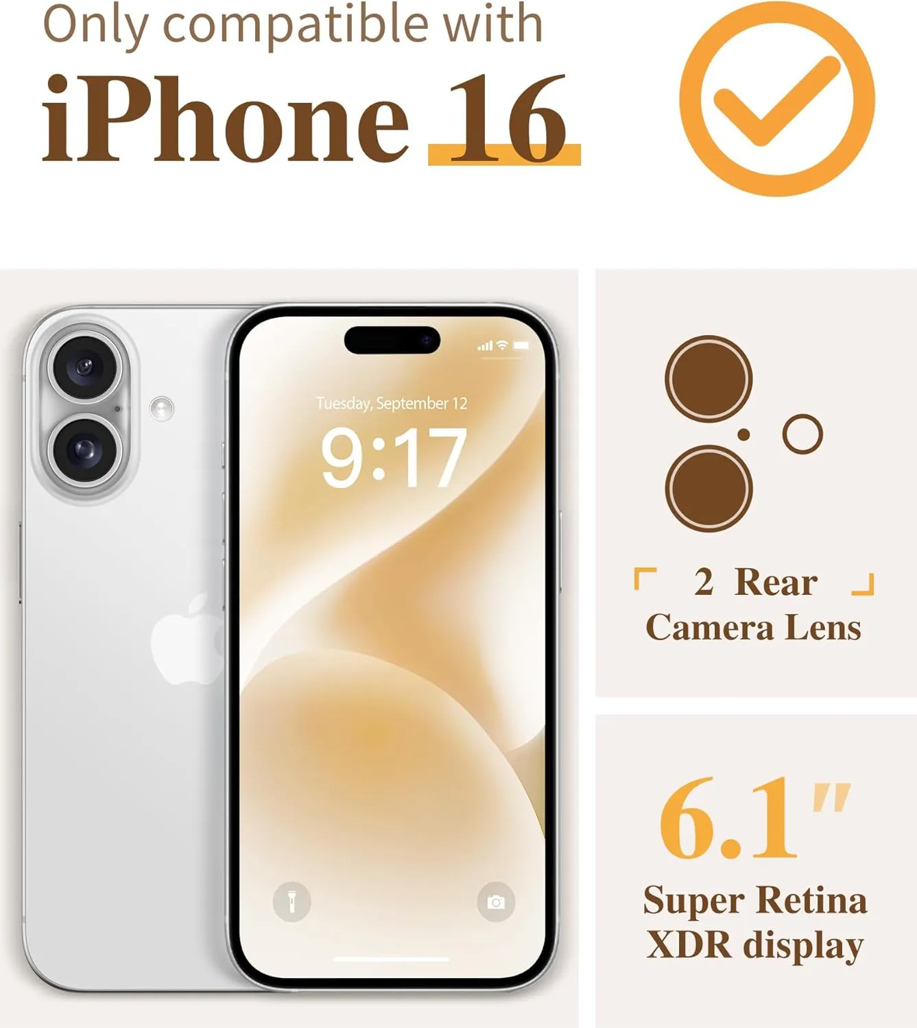 iPhone 16 Case Screen Protector & Camera Lens Protector Slim TPU Shockproof Bumper Protective Phone Case