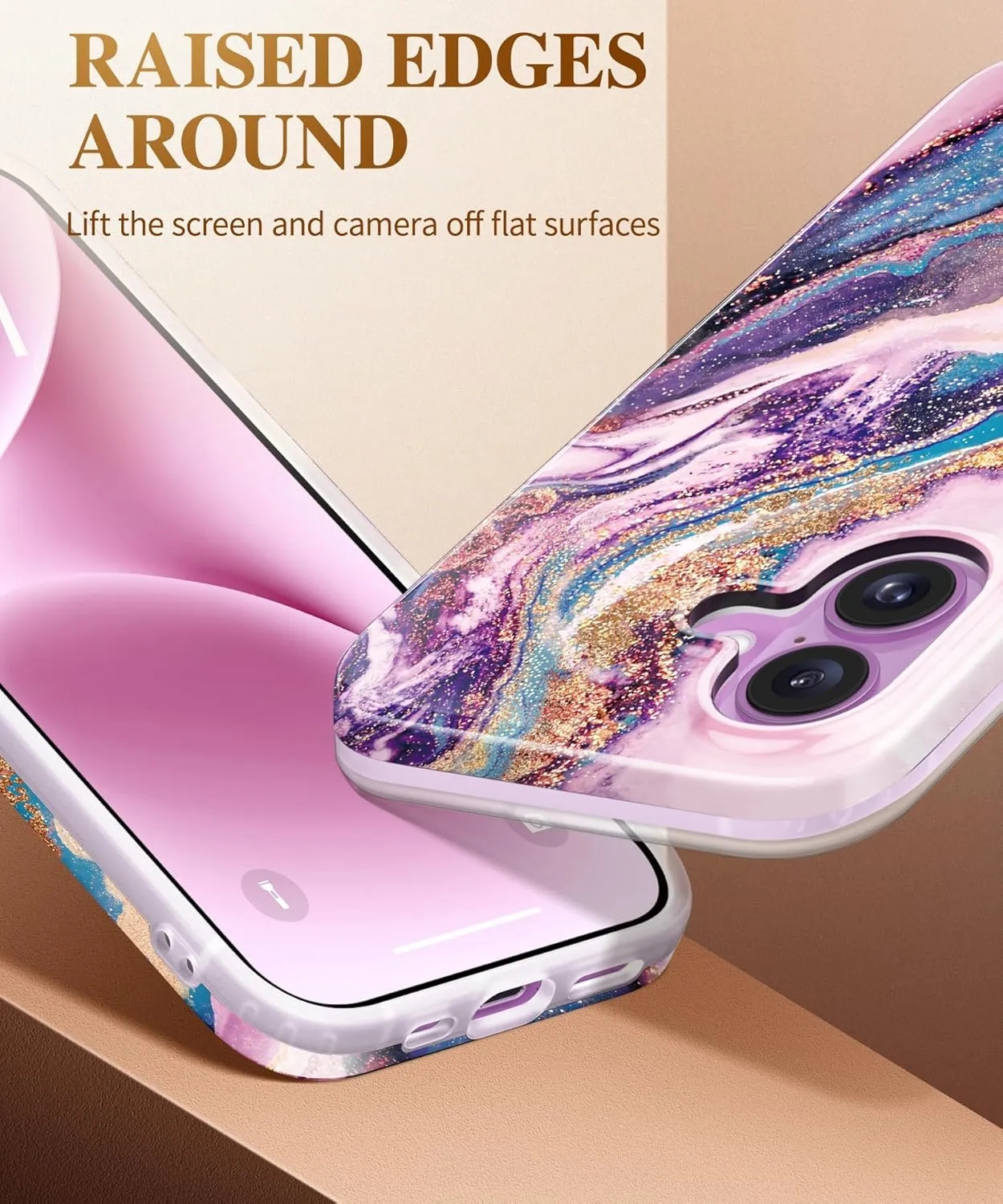 iPhone 16 Case Screen Protector & Camera Lens Protector Slim TPU Shockproof Bumper Protective Phone Case