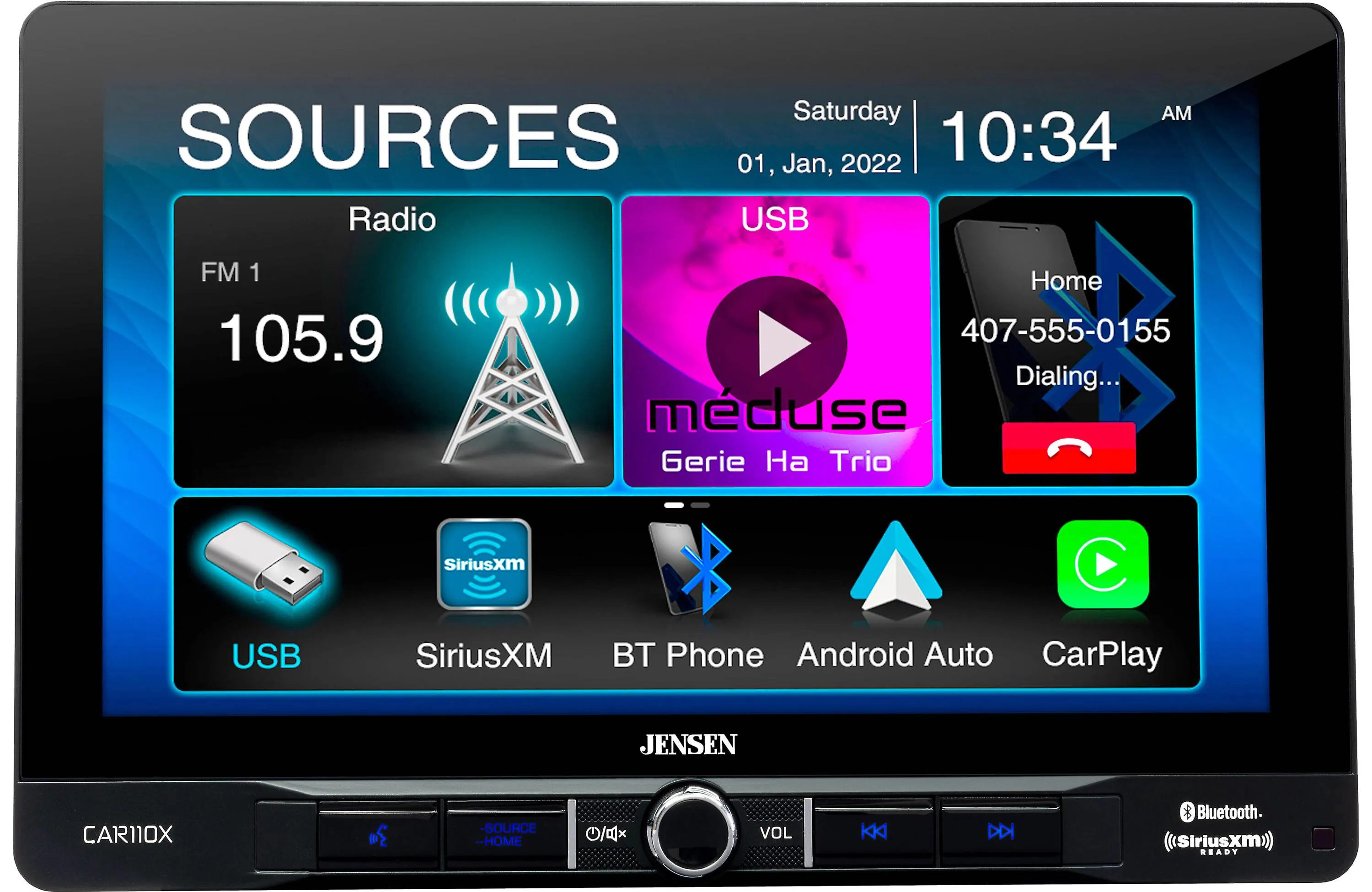 Jensen CAR110X 10.1″ Receiver with Apple CarPlay and Android Auto   BUCAM350