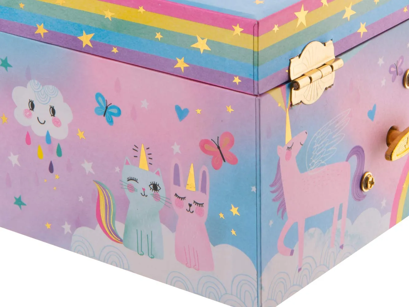 Jewelkeeper Girl's Musical Jewelry Storage Box with Spinning Unicorn, Cotton Candy Unicorn