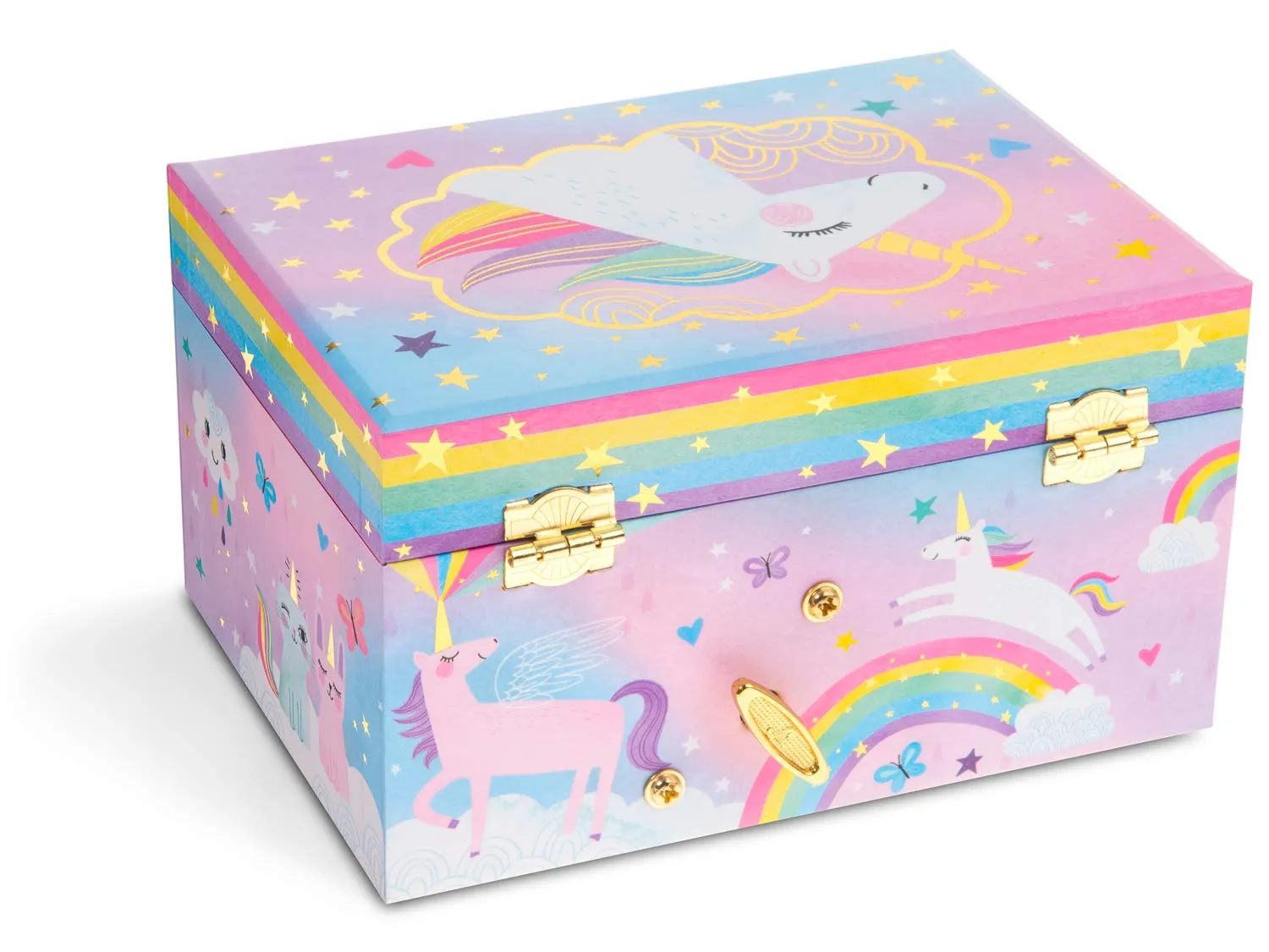 Jewelkeeper Girl's Musical Jewelry Storage Box with Spinning Unicorn, Cotton Candy Unicorn