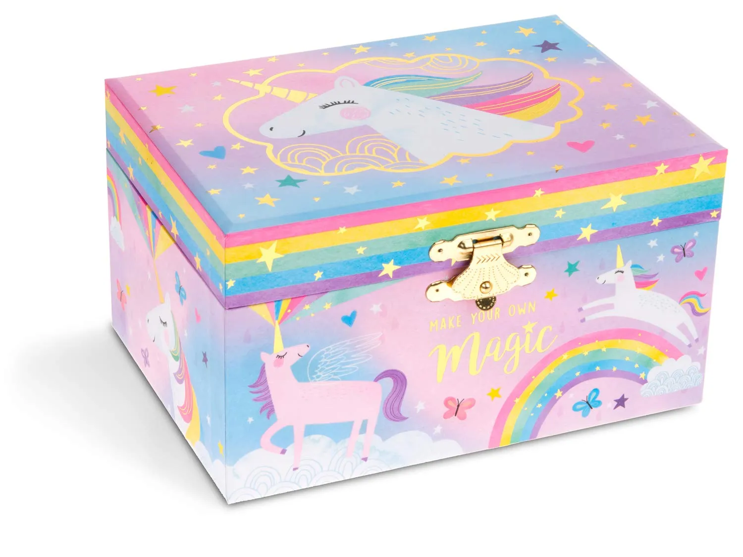 Jewelkeeper Girl's Musical Jewelry Storage Box with Spinning Unicorn, Cotton Candy Unicorn