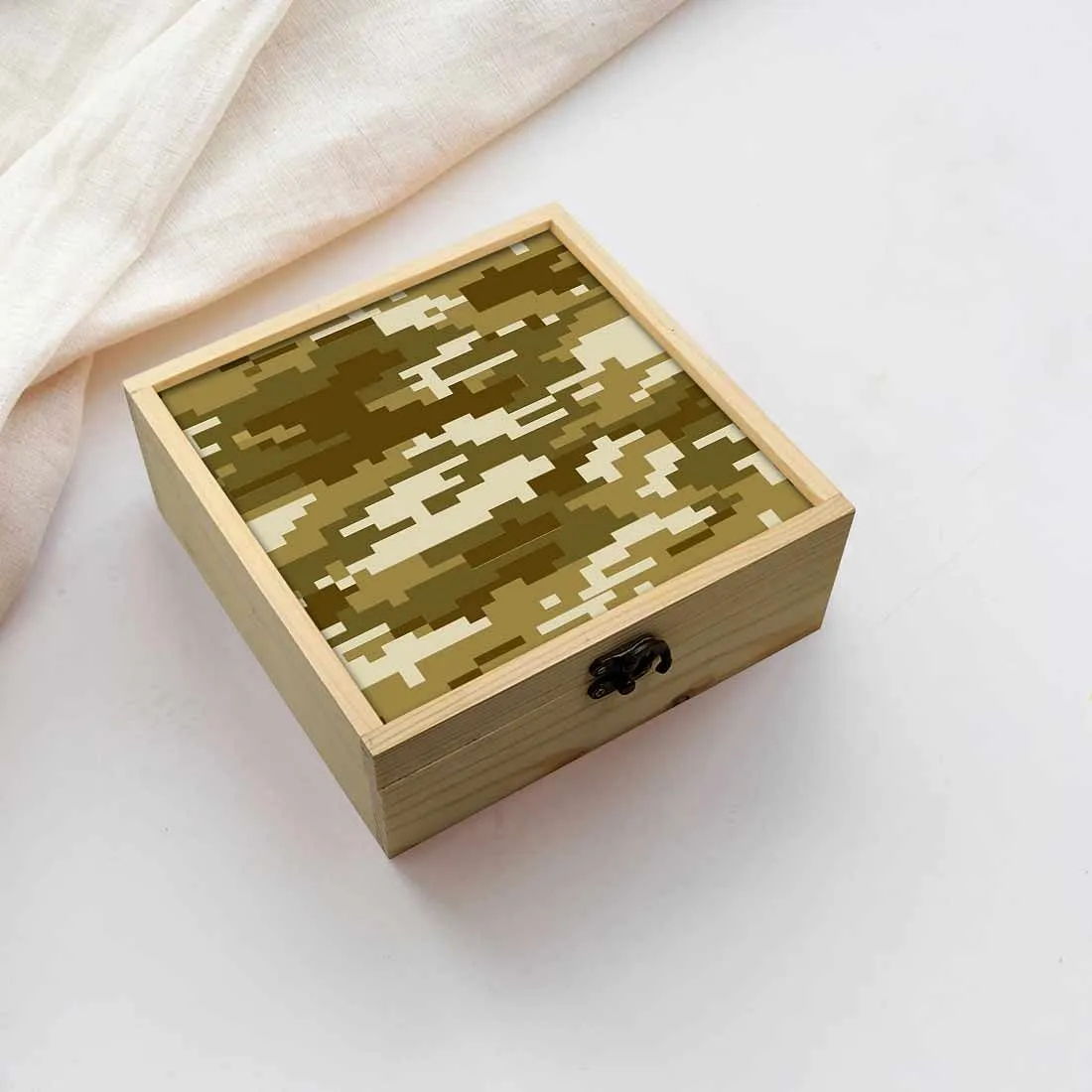 Jewellery Box Wooden Jewelry Organizer -  8 Bit Camo Desert Storm